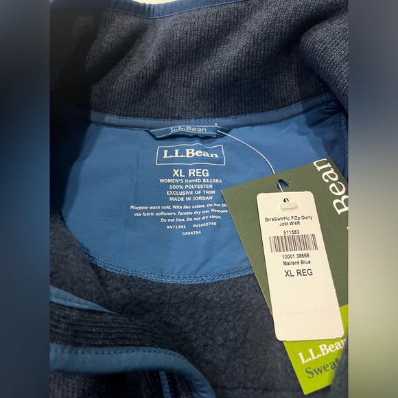 LL Bean sweater fleece jacket - Mallard Blue - NWT! - Picture 2 of 8